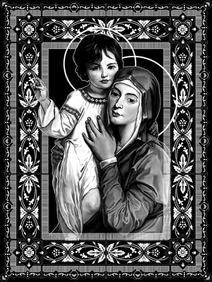 Икона Богородица с младенцем - картинки для гравировки